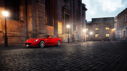 Streets cars red ferrari california wallpaper