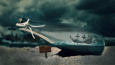 Tables ship in bottle budai bálint sea wallpaper