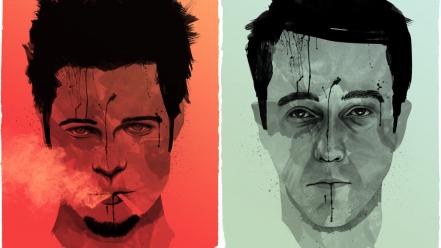 Brad pitt edward norton tyler durden faces wallpaper