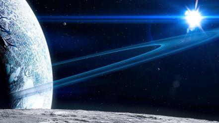 Outer space stars planets moons wallpaper