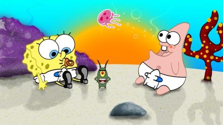 Patrick star spongebob squarepants sun animals ocean wallpaper