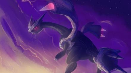 Pokemon mountains landscapes night stars kyurem wallpaper