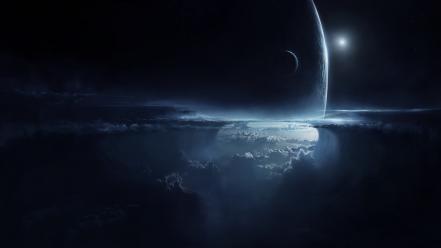 Space dark stars planets artwork cloud skies wallpaper