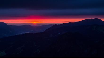 Sunset clouds landscapes nature night germany hills bavaria wallpaper