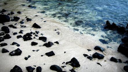 Water beach sand stones wallpaper