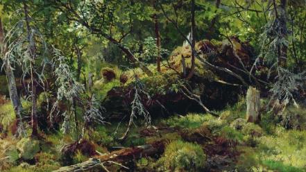 Moss artwork traditional art ivan shishkin russian wallpaper