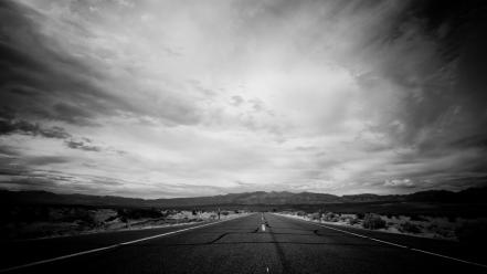 Black white roads asphalt wallpaper
