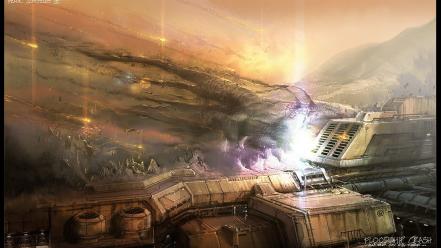 Concept art science fiction artwork flood covenant wallpaper