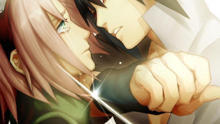 Haruno sakura uchiha sasuke naruto: shippuden sharingan anime wallpaper