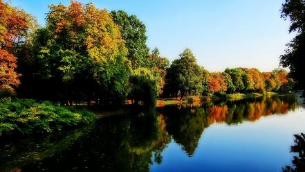 Landscapes watermark mat mirror effect autumn wallpaper