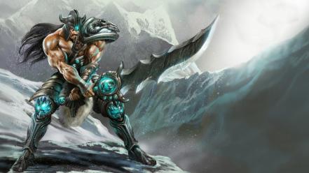 Mountains league of legends warriors swords tryndamere wallpaper