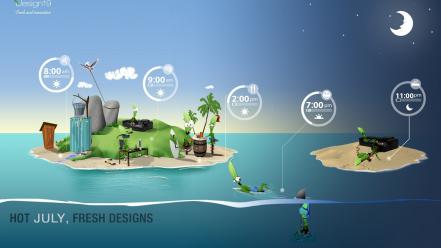 Ocean desert islands palm trees month july wallpaper