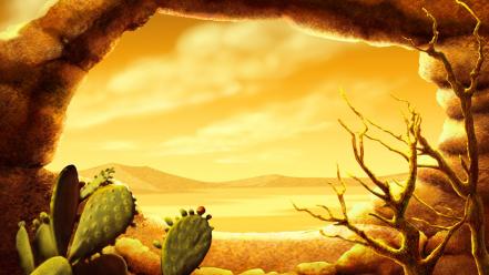 Paintings multicolor rocks cactus wallpaper