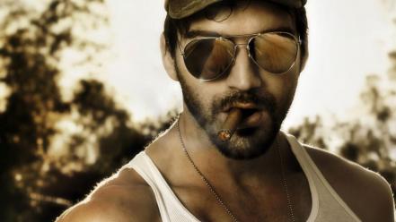Cigars men military sunglasses wallpaper