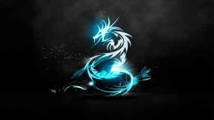 Abstract blue dragons amd wallpaper
