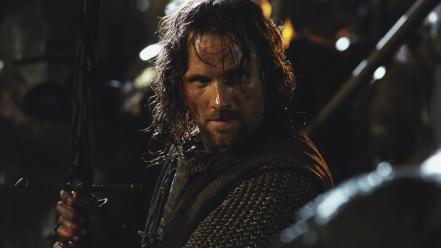 Aragorn viggo mortensen warriors swords two towers wallpaper