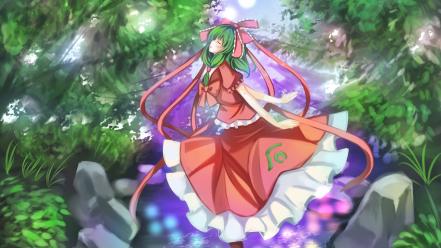 Closed eyes ribbons kagiyama hina anime girls wallpaper