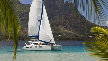 French polynesia tahiti catamaran wallpaper