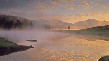 Landscapes wyoming range yellowstone national park creek wallpaper