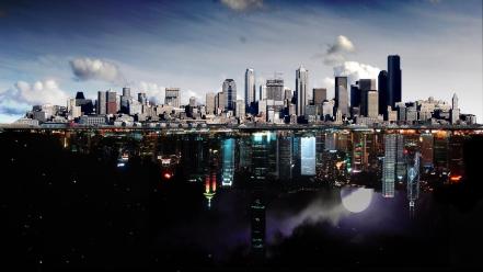 Light cityscapes night day den wallpaper