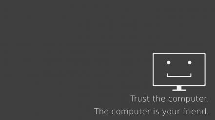 Minimalistic computers smiley face simple grey background screens wallpaper
