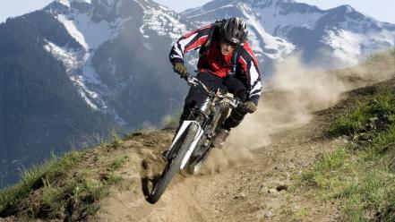 Mountains nature bicycles men mountain biking wallpaper