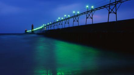 Pier grand lake michigan haven wallpaper