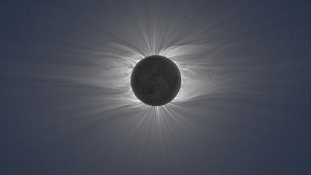 Sun stars moon eclipse corona magnetic wallpaper