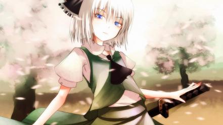Video games touhou konpaku youmu short hair white wallpaper