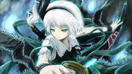 Video games touhou konpaku youmu short hair white wallpaper