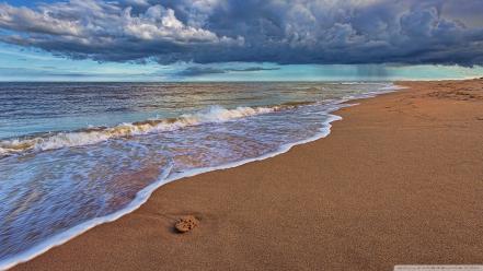 Water clouds nature beach sand sea wallpaper