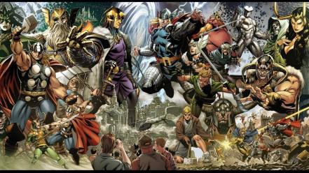 Comics thor marvel loki lithograph asgard wallpaper