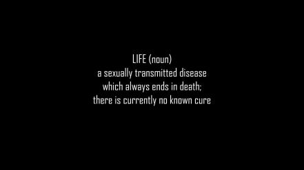 Death text typography diseases life definition black background wallpaper
