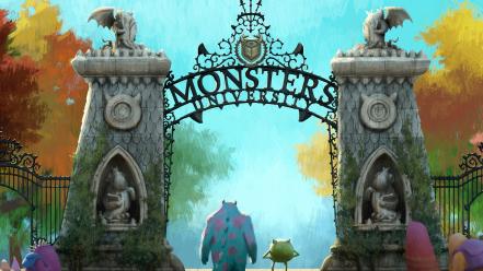 Trees monsters gate animation fan art university wallpaper