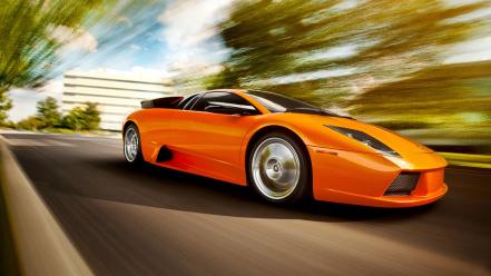 Yellow cars motion blur lamborghini murcielago wallpaper