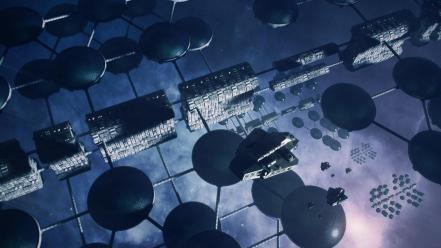 Digital art outer space science fiction station technology wallpaper