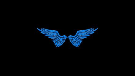 Angels blue wings black minimalistic simple wallpaper