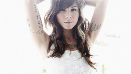 Brunettes tattoos women christina perri white background wallpaper