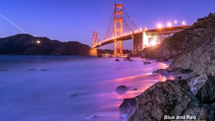 Light night rocks golden gate bridge san francisco wallpaper