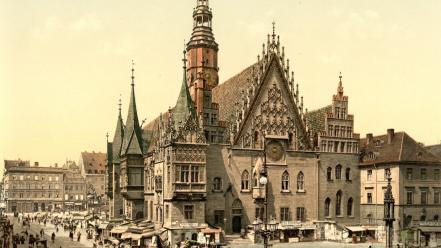 Poland palace breslau, wrocław old photo photography wallpaper