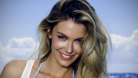 Blondes women jennifer hawkins smiling faces blue skies wallpaper