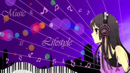 K-on! headphones girl akiyama mio anime girls music wallpaper