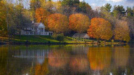 Landscapes nature lakes house wallpaper