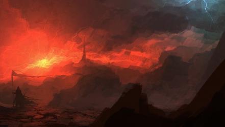 Light paintings fire real scenic digital art concept wallpaper
