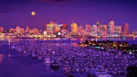 Moon cityscapes night wallpaper