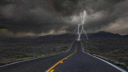 Roads colorado lightning strike view dimension door wallpaper