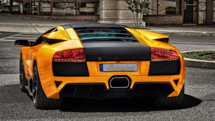Streets yellow cars lamborghini vehicles transports murcielago wallpaper
