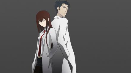 Background girls black grey gradient lab coats wallpaper