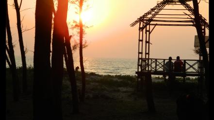 Hut tarkarli, beach, sunset, goa, malvan, india wallpaper