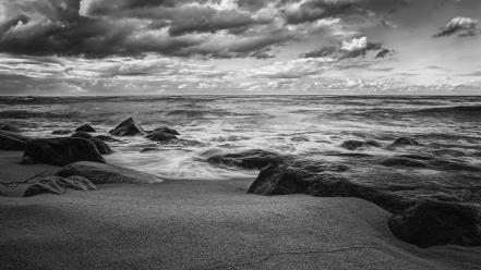 Clouds landscapes grayscale wallpaper